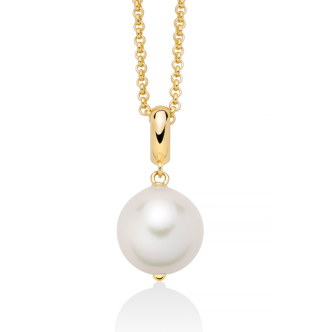 1 - Miluna Women's Necklace 925 Silver Gold Plated with Baroque Pearl PCL6540G