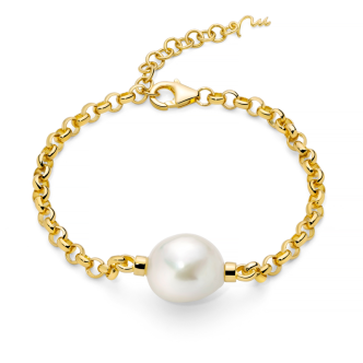 1 - Miluna Women's Bracelet 925 Silver Gold Plated with Baroque Pearl PBR3546G