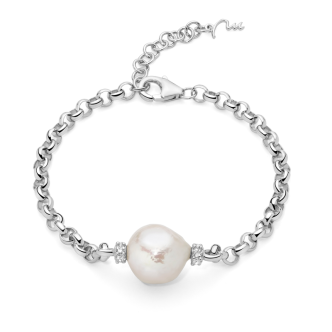 1 - Miluna Women's Bracelet 925 Silver with Baroque Pearl and Topazes PBR3547B