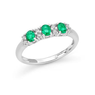 1 - Miluna 18Kt White Gold Women's Ring with Diamonds and Emeralds LID3757