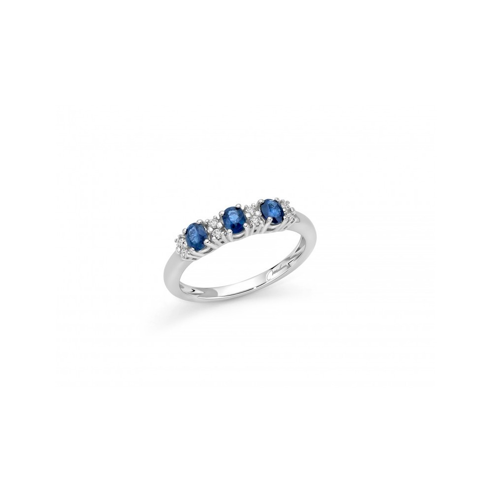 1 - Miluna 18Kt White Gold Women's Ring with Diamonds and Sapphires LID3758