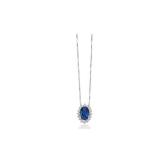 1 - Miluna 18Kt White Gold Women's Necklace with Diamonds and Sapphires CLD4577