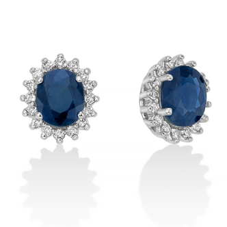 1 - Miluna 18Kt White Gold Women's Earrings with Diamonds and Sapphires ERD2720