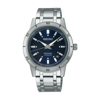 1 - Seiko Presage Style 60's automatic men's watch blue background SRPL07J1 steel case and bracelet