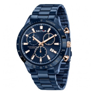 1 - Sector 270 men's chronograph watch blue background R3273778004 IP Blue steel case and bracelet