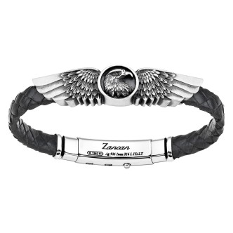 1 - Bracciale Zancan EXB946-NE in pelle di rettile con Aquila in ossido di Zolfo