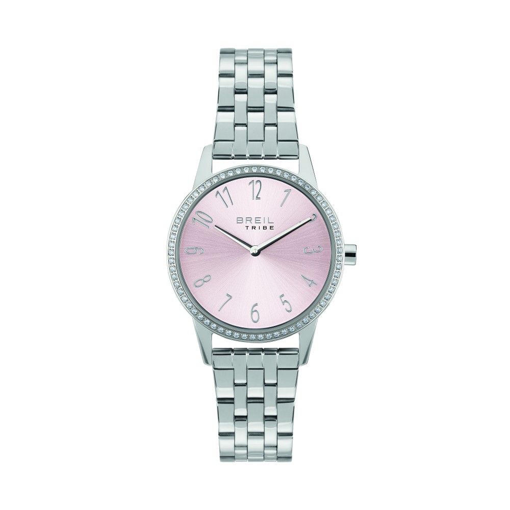 1 - Breil Twinkle Sky women's watch only time pink background EW0722 case with crystals steel bracelet