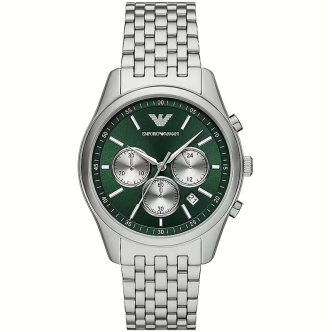 1 - Emporio Armani Spring green background men's chronograph watch AR11581 316L steel case and bracelet