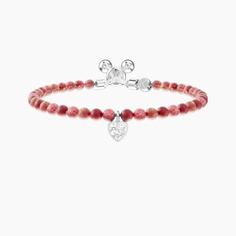 1 - Kidult women's bracelet adjustable red jasper 732294 white heart with crystals