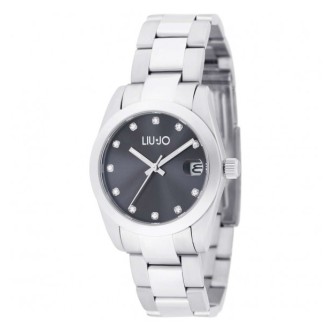 1 - Liu Jo women's watch only time black background with crystals TLJ2331 steel case and bracelet.