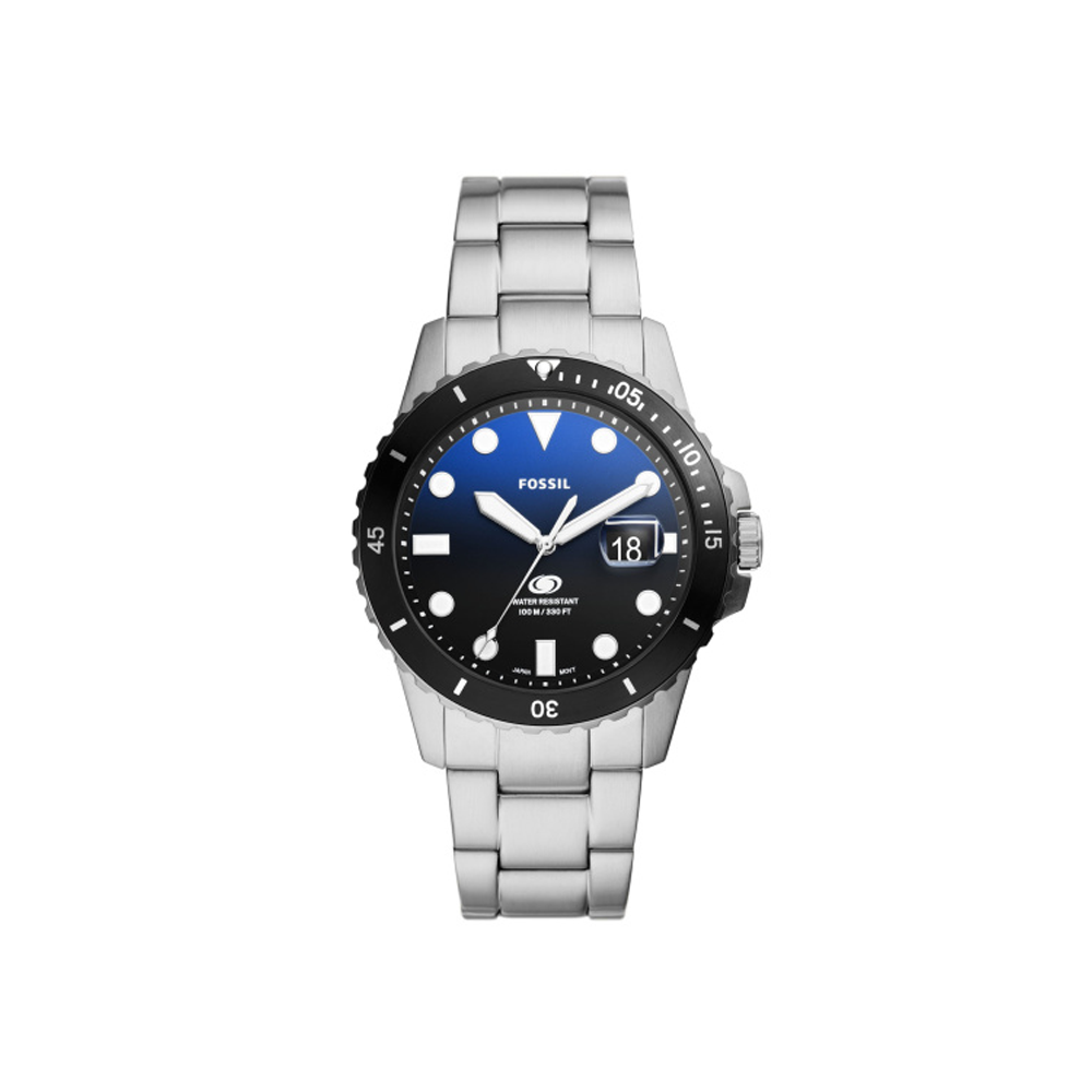 1 - Orologio uomo Fossil Dive blu e nero FS6038 cassa e bracciale acciaio