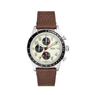 1 - Fossil Tourer FS6042 men's chronograph watch, steel case, brown leather strap