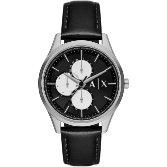 1 - Armani Exchange AX1872 men's time-only watch with steel case and leather strap.