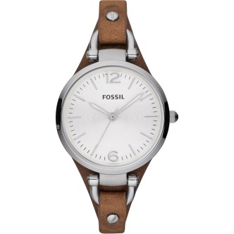 1 - Watch Fossil woman steel only time analog leather strap ES3060 Georgia