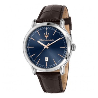 1 - Maserati Epoca blue bottom R8851118016 men's time-only watch with brown leather strap