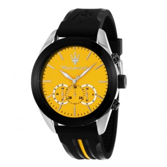 1 - Maserati Traguardo yellow bottom chronograph men's watch R8871612045 black silicone strap