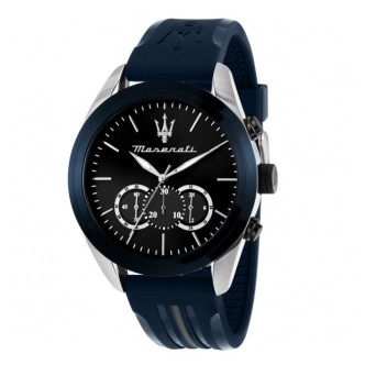 1 - Maserati Traguardo black background chronograph men's watch R8871612046 black silicone strap