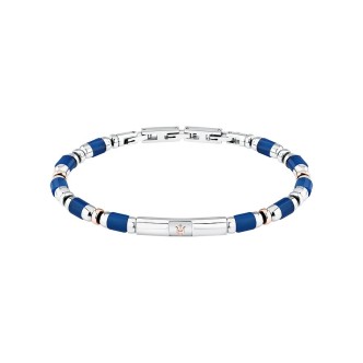 1 - Maserati Iconic JM334AVD45 men's bracelet in 316L steel with blue agate stone