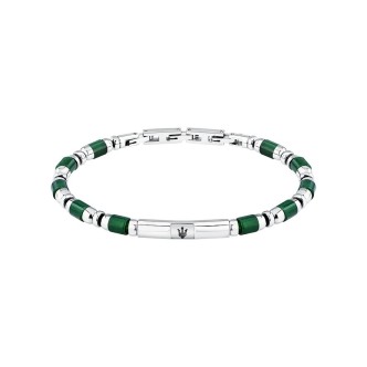 1 - Bracciale uomo Maserati Iconic JM334AVD48 acciaio 316L con pietra agata verde