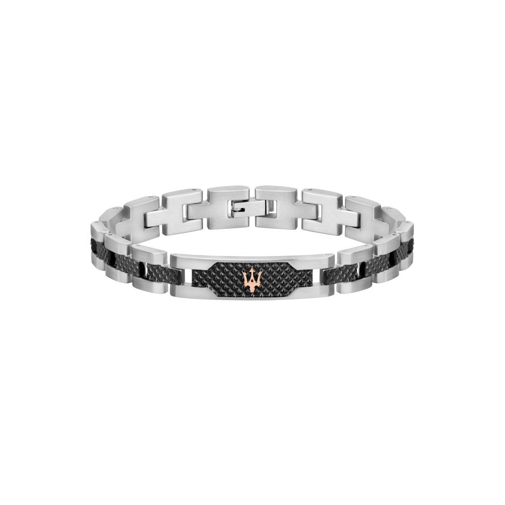 1 - Bracciale uomo Maserati Iconic JM419ASC01 acciaio 316L con targhetta centrale