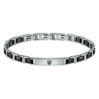 1 - Maserati Ceramic men's bracelet black JM420ATI06 316L steel with plate and ceramic inserts