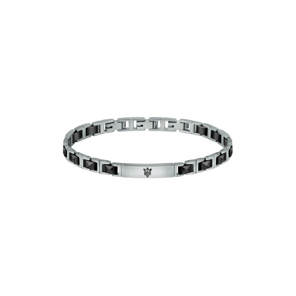 1 - Maserati Ceramic men's bracelet black JM420ATI06 316L steel with plate and ceramic inserts