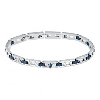 1 - Bracciale uomo Maserati Iconic Blu acciaio 316L bicolor JM124AVD39