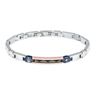 1 - Bracciale uomo Maserati Ceramic acciaio 316L bicolor e ceramica nera JM224ATZ38