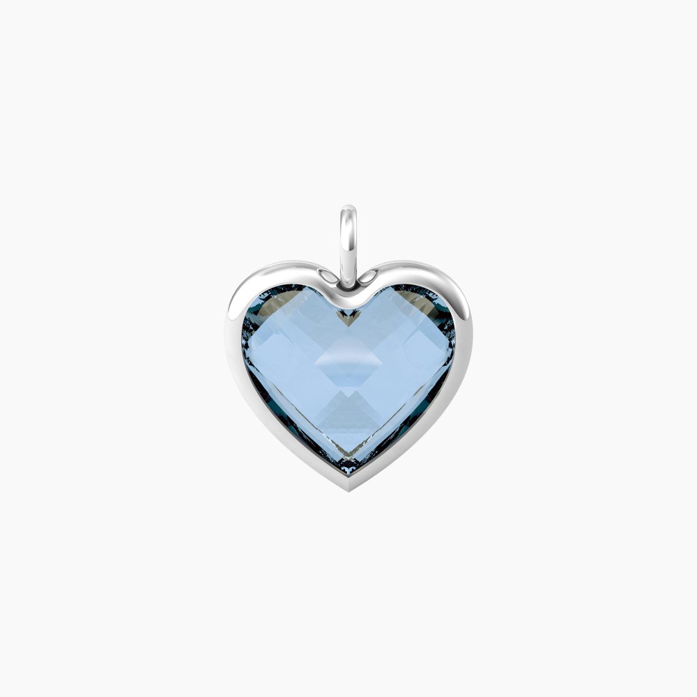 1 - Kidult women's pendant heart with blue glass 741090 316L steel