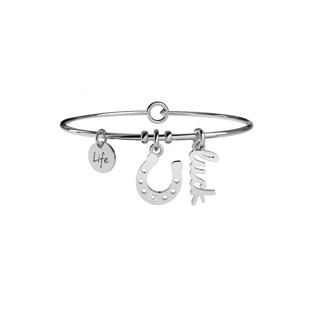 1 - Bracciale Kidult 231673 acciaio 316L ciondolo con ferro di cavallo e cristalli collezione Symbols