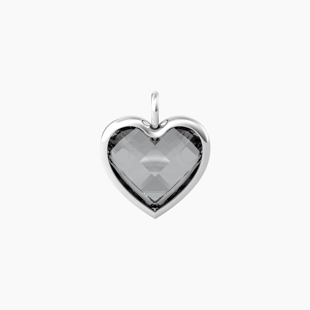 1 - Kidult women's pendant heart with gray glass 741091 316L steel