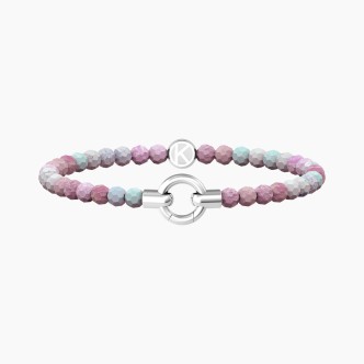 1 - Kidult women's bracelet modular pink agate 732202 316L steel