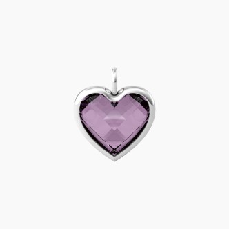 1 - Kidult women's pendant heart with purple glass 741088 316L steel