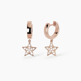 1 - Mabina Women's Hoop Star Earrings 925 Rose Silver 563253