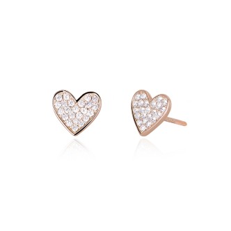 1 - Mabina women's heart earrings 925 rose silver with zirconia 563255