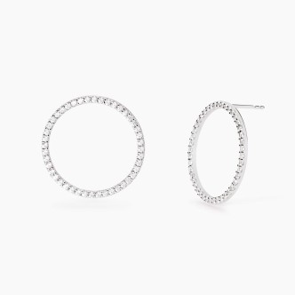 1 - Orecchini donna a cerchio 2,5 cm Argento 925 Mabina con zirconi bianchi 563786