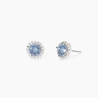 1 - Synthetic Aquamarine Women's Earrings 925 Silver Mabina with White Zirconia 563789