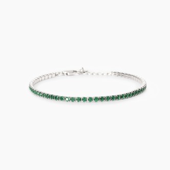 1 - Men's tennis bracelet 925 Silver Mabina with green zirconia 533860