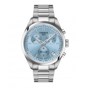 1 - Tissot PR100 Chronograph men's watch turquoise background T150.417.11.351.00 316L steel case and bracelet