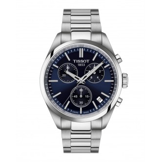 1 - Tissot PR100 Chronograph men's watch blue background T150.417.11.041.00 316L steel case and bracelet