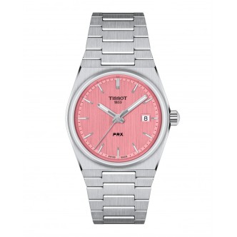 1 - Orologio donna Tissot PRX Powermatic 80 fondo rosa 35 mm T137.210.11.331.00 cassa e bracciale acciaio 316L