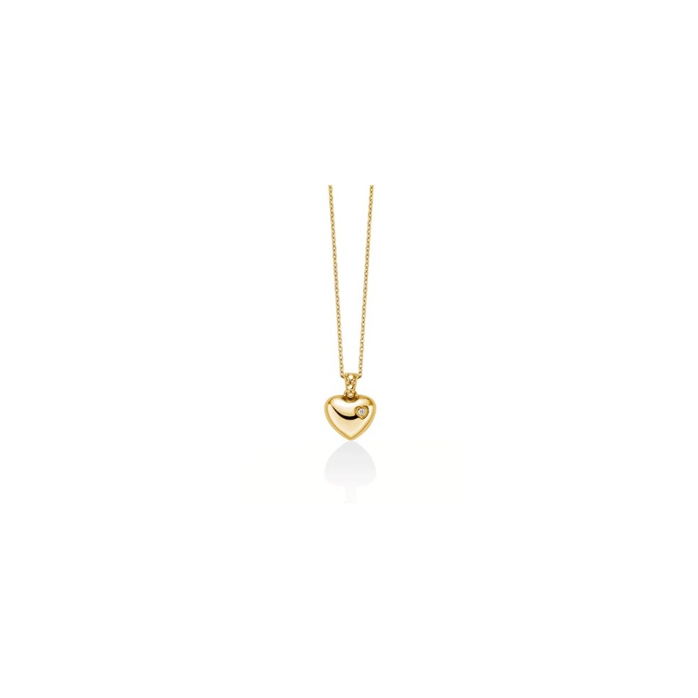 1 - Miluna 9Kt Yellow Gold Women's Heart Necklace with Diamonds CLD4667X