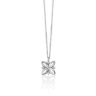 1 - Collana fiore donna Miluna Oro Bianco 9Kt con diamanti CLD4671X