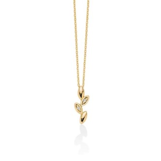 1 - Miluna 9Kt Yellow Gold Women's Leaf Necklace with Diamonds CLD4675X.