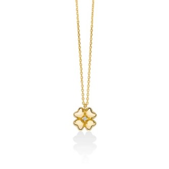 1 - Miluna 9Kt Yellow Gold Women's Clover Necklace with Diamonds CLD4685X