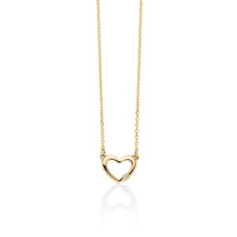 1 - Miluna 9Kt Yellow Gold Women's Heart Necklace with Diamonds CLD4687X