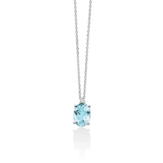 1 - Miluna 9Kt White Gold Women's Topaz Necklace with Diamonds CLD4698X