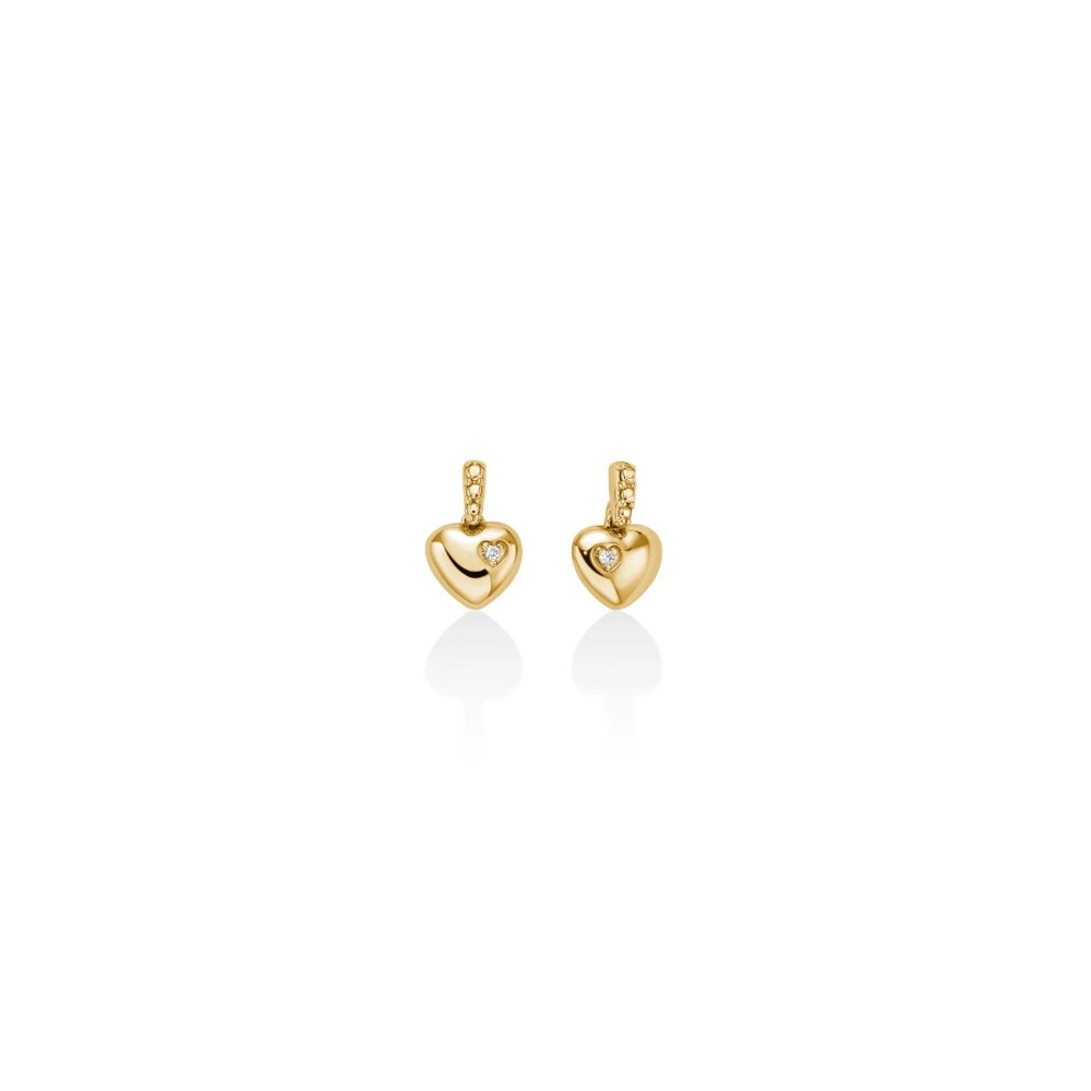 1 - Miluna 9Kt Yellow Gold Women's Heart Earrings with Diamonds ERD2804X