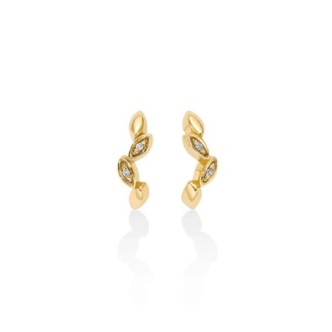 1 - Miluna 9Kt Yellow Gold Leaf Earrings for Women with Diamonds ERD2806X. Earrings made of 9Kt Yellow Gold in the shape of leav