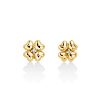 1 - Miluna 9Kt Yellow Gold Four-Leaf Clover Earrings for Women with Diamonds ERD2811X